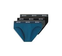 BOSS Lot de trois slips en coton stretch avec taille logotée - Style Brief 3P Power, 50531681 Noir / Gris / Bleu M