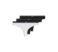BOSS Lot de trois strings en coton stretch avec taille logotée - Style 3P THONG, 50510030 Blanc / Noir XL