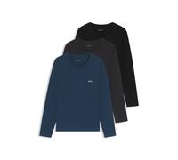 BOSS Lot de trois t-shirts en coton avec logos - Style LSShirtRN 3P Classic, 50492321 Noir / Gris / Bleu XXL