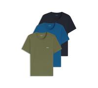 BOSS Lot de trois t-shirts en coton - Style TShirtRN 3P Classic, 50532470 Vert / Bleu XL