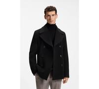 BOSS Manteau croisé Slim en laine mélangée - Style H-Hyde-Peacoat-264, 50576464 Noir 44