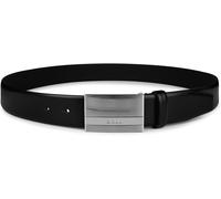 Boss Men's Baxton Brushed Metal Plaque Belt Noir 001 36R (95cm) Male