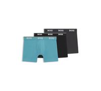 BOSS Men's Cotton Stretch 3 Pack Boxer Briefs Black/Blue/Dark Grey