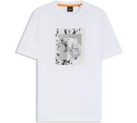 BOSS T-shirt en jersey de coton avec motif animal artistique - Style Te_lupo, 50554615 Blanc XL