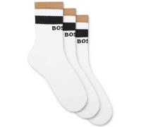 BOSS Lot de trois paires de chaussettes mi-mollet à rayures emblématiques - Style 3P QS Rib Iconic CC, 50543647 Blanc 39-42