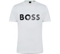 Boss Men's Tape Logo Cotton T-Shirt Blanc 100 M Male