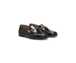 BOSS Mocassins en cuir avec chaîne décorative et détail logo - Style Jadey_Mocc_LSCH, 50568568 Noir 41