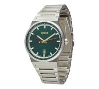 BOSS Montre à affichage analogique 'CANDOR' vert gazon / argent, Taille One Size