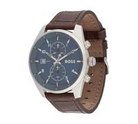 BOSS Montre à affichage analogique 'SKYTRAVELLER' saphir / marron / argent, Taille One Size