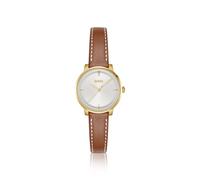 BOSS Montre à cadran blanc argenté et bracelet en cuir - Style LUCIA, 58565057 Marron pcs.