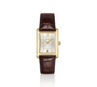 BOSS Montre à cadran blanc argenté et bracelet en cuir - Style PRINCIPLE DRESS, 58567526 Marron pcs.