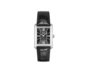 BOSS Montre à Mouvement à Quartz Trois Aiguilles pour Homme Collection Principle Dress avec Bracelet en Cuir Noir - 1514277