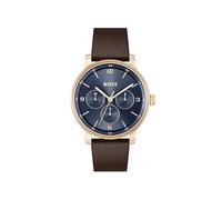 BOSS Montre Analogique Multifunction à Quartz pour Homme Collection Contender avec Bracelet en Cuir Marron - 1514126