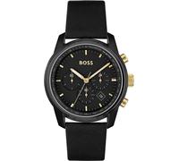 BOSS Montre chronographe en acier plaqué bleu avec bracelet en cuir ton sur ton - Style TRACE, 58114161 Assorted-Pre-Pack pcs.