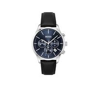 BOSS Montre chronographe avec cadran bleu et bracelet en cuir - Style AVERY, 58138468 Noir pcs.