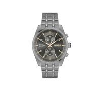 BOSS Montre Chronographe à Quartz pour Homme Collection SKYTRAVELLER avec Bracelet en Cuir ou Acier Inoxydable, Grey