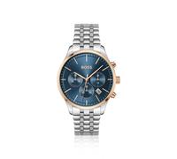 BOSS Montre chronographe avec cadran bleu et bracelet à maillons multiples - Style AVERY, 58138480 Argent pcs.