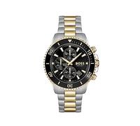 Boss Montre Chronographe Homme 45mm Quartz Collection Admiral avec Bracelet en Acier Inoxydable, Silicone ou Tissu en Plastique Océanique, Fonction Date et 3 sous-Cadrans