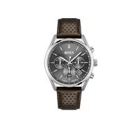 BOSS Montre Chronographe Quartz Homme 44mm Collection Champion avec Bracelet en Acier Inoxydable ou en Cuir, Fonction Date, 3 sous-Cadrans, Résistance à l'eau 10ATM