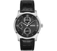 BOSS Montre Homme Principle Master 1514272 Cadran Noir Bracelet en Cuir Noir Quartz
