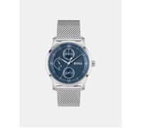 BOSS Montre Homme Principle Master 1514276 Cadran Bleu Bracelet Milanais en Acier Inoxydable Quartz Multifonction 41 mm