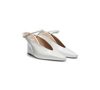 BOSS Mules en cuir brillant à talon compensé et sangle - Style Charlize_MuleWd90_AB, 50563993 Blanc 37