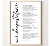Boss Office Artwork Our Deepest Fear Poster sur toile avec citation inspirante Marianne Williamson Child of God Image minimaliste avec citations positives Décoration murale pour la maison 40,6 x 61