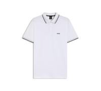 Hugo Boss – Polo à manches courtes Paddy Homme – Piqué de coton – Col et poignets rayés – Blanc XXXL