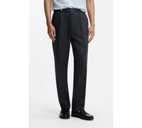 BOSS Pantalon coupe décontractée en lin avec plis sur le devant - Style H-Perino-PL-DTL-262, 50563231 Bleu foncé 56