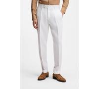 BOSS Pantalon Regular Fit en lin infroissable - Style L-Peet-Pleat-252, 50539495 Blanc 50