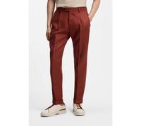 BOSS Pantalon Regular Fit en lin infroissable - Style L-Peet-Pleat-252, 50539495 Marron 52