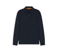 BOSS Polo à manches longues en coton avec détail de logo - Style Pe_interlock_long, 50527525 Bleu foncé XL