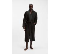 BOSS Peignoir en jacquard de coton mélangé avec revers à logo - Style Waffle Kimono, 50469787 Noir M
