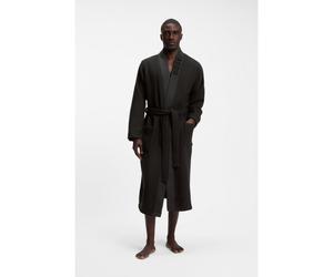 BOSS Peignoir en jacquard de coton mélangé avec revers à logo - Style Waffle Kimono, 50469787 Noir M
