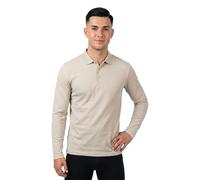 BOSS Polo à manches longues en piqué de coton - Style Plisy, 50536609 Beige clair XS