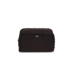BOSS Pochette en suédine avec logo en lettres dorées - Style Sandy Pouch SH, 50573389 Marron foncé pcs.
