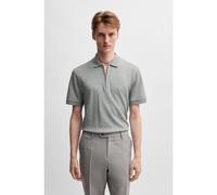 BOSS Polo à encolure zippée en coton et cachemire - Style L-Payrot 101, 50531426 Gris chiné XXXL