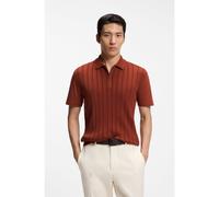 BOSS Polo à encolure zippée en coton et soie - Style L-Payrot 135, 50560052 Orange foncé XXL