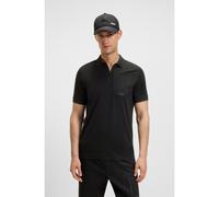 BOSS Polo à encolure zippée en coton stretch aux propriétés d’évacuation de l’humidité - Style Polo Urban Tech, 50544002 Noir L