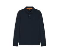 BOSS Polo à manches longues en coton avec détail de logo - Style Pe_interlock_long, 50527525 Bleu foncé M