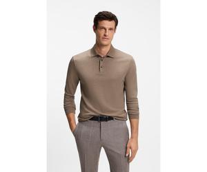 BOSS Polo à manches longues en coton interlock avec logo - Style Pado 30, 50468392 Brun chiné S