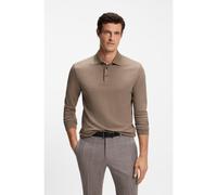 BOSS Polo à manches longues en coton interlock avec logo - Style Pado 30, 50468392 Brun chiné XL
