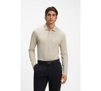 BOSS Polo à manches longues en piqué de coton - Style Plisy, 50536609 Beige clair 4XL