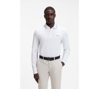 BOSS Polo à manches longues en piqué de coton - Style Plisy, 50536609 Blanc M