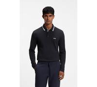 BOSS Polo à manches longues en piqué de coton - Style Plisy, 50536609 Bleu foncé S