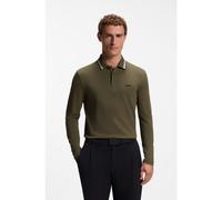BOSS Polo à manches longues en piqué de coton - Style Plisy, 50536609 Olive XL