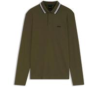 BOSS Polo à manches longues en piqué de coton - Style Plisy, 50536609 Olive XL
