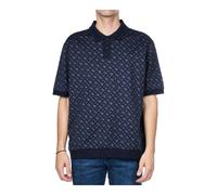 Boss - Polo Bleu en Coton avec Monogramme - Homme - Tops - Bleu - Taille: S