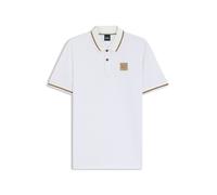 BOSS Polo d’équitation en coton stretch avec patch logo - Style PAUL POLO PATCH PINE GROVE, B7M0602 Blanc M