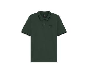 BOSS Polo d’équitation en coton stretch avec patch logo - Style PAUL POLO PATCH PINE GROVE, B7M0602 Vert sombre S